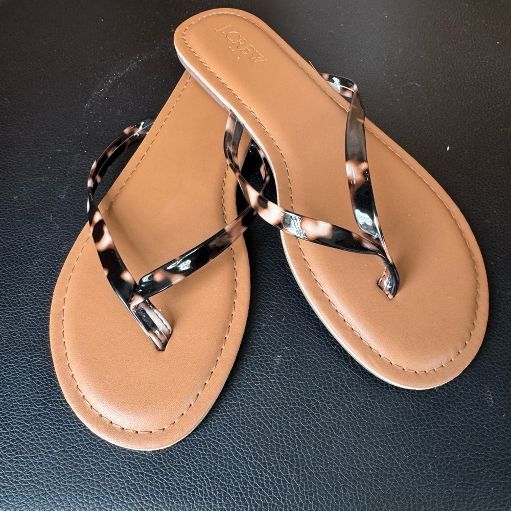JCrew Factory Easy Summer Flip Flops in Tortoise Shell size 8
